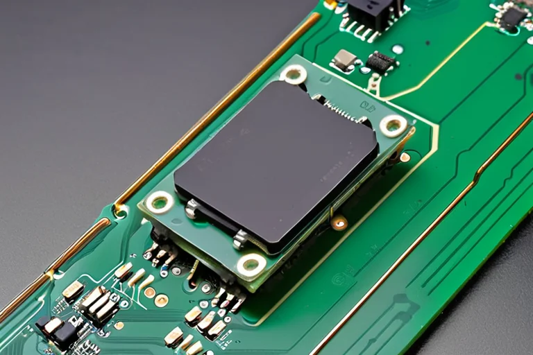 Небольшая печатная плата с припаянными SMD-компонентами на рабочем столе